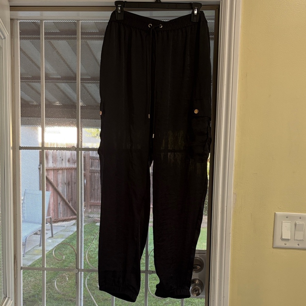Michael Kors Black Drawstring Cargo Pants sheer fabric!